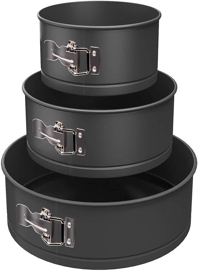 TrendyTrolley 3 Piece Round Springform Cake Mould Set | Non Stick Carbon Steel Bakeware with Removable Base | Oven OTG Microwave Safe Cake Baking Tin Set | Premium Baking Pan for Cakes & Desserts - Image 1
