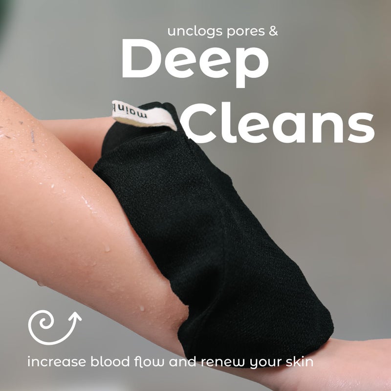 MainBasics Exfoliating Gloves for Shower - Korean Body Scrub Mitts for Dead Skin, Deep Cleansing, Spray Tan Prep & KP Treatment (2 Pack) - Image 5