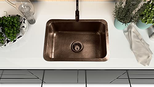 Monarch Abode 21-inch Hand Hammered Pure Copper Milan Dual Mount Drop in Kitchen Sink, Drop in or Undermount Kitchen Sink, Deep Single Rectangular Bowl - Image 3