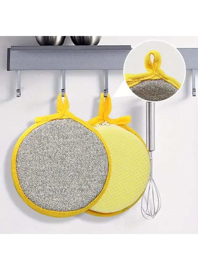 Yellow 12 Pack Thick Flexible Double Layer Dishwashing Sponge Cloth Commercial Kitchen Scrubber - Image 2