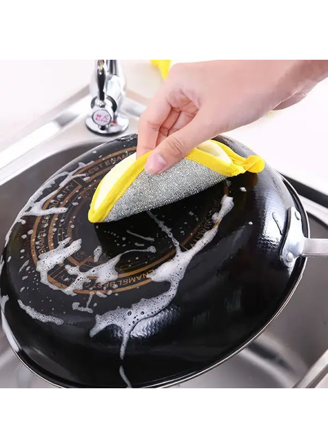 Yellow 12 Pack Thick Flexible Double Layer Dishwashing Sponge Cloth Commercial Kitchen Scrubber - Image 1