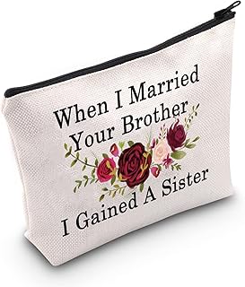 LEVLO Best Sister in law Gifts When I Married Your Brother I Gained A Sister Makeup Bags GroomÃ¢â‚¬â„¢s Sister Gifts - Image 1