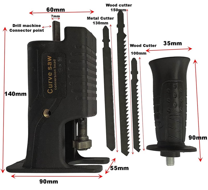 Hetkrishi Electric Drill Modified Electric Saw, Reciprocating Saw Household Saber Power to Jig Portable Woodworking Cutting Tool with Cordless Adapter Set Hand Wood Metal Cutter Attachment - Image 2