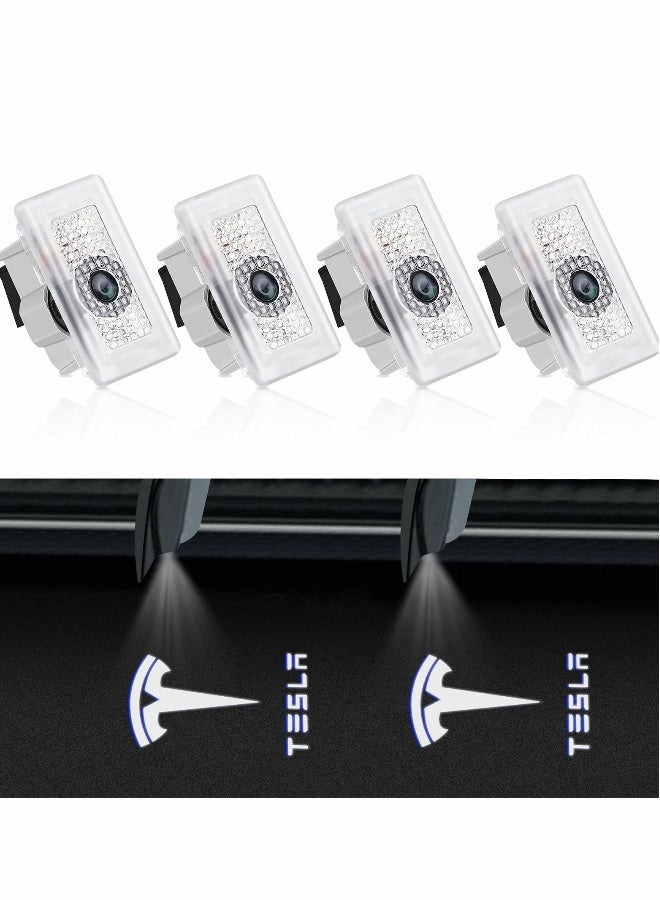 Generic Car Door Lights Logo Projector for Tesla, Ultra-Bright LED 3D Laser Ghost Shadow Light, Never Fade Welcome Step Courtesy Model 3 Y S X Accessories, Plug and Play (4pcs)  - Image 1