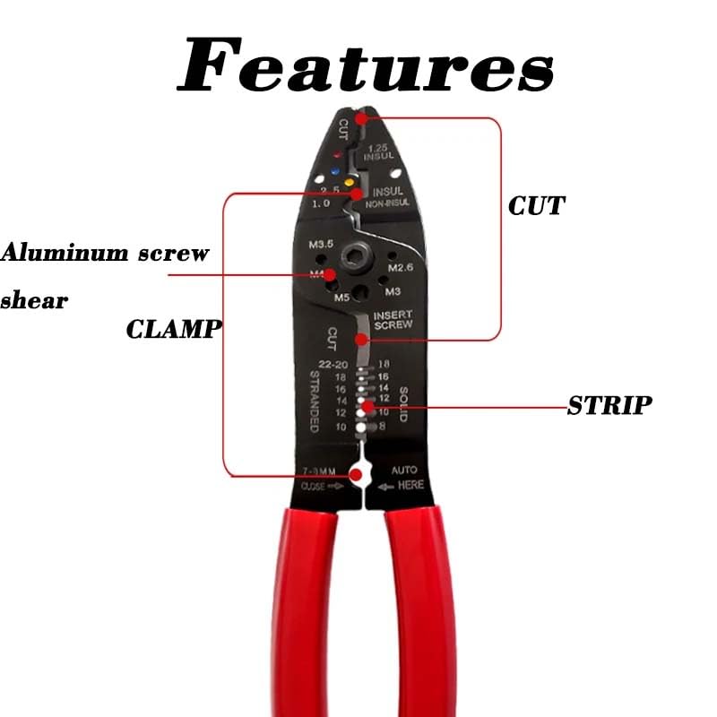 UPTODATETOOLS UPTODATETOOLS 9 Inch Electric Multi Tools Cable Stripper Plier Crimper Wire Cutter Electric Wire MultiTool Stripper Crimper Bender Cutter Pliers  - Image 3