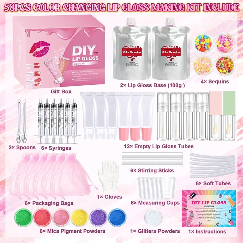 Jcoos 64PCS DIY Lip Gloss Making Kit, DIY Lip Glosses Set to Make Your Own Lip Stick, Fun Craft Makeup Lipglosses, All-Inclusive Moisturizing Handmade Lip Glaze Supplies Set for Beginner Women Girls - Image 2