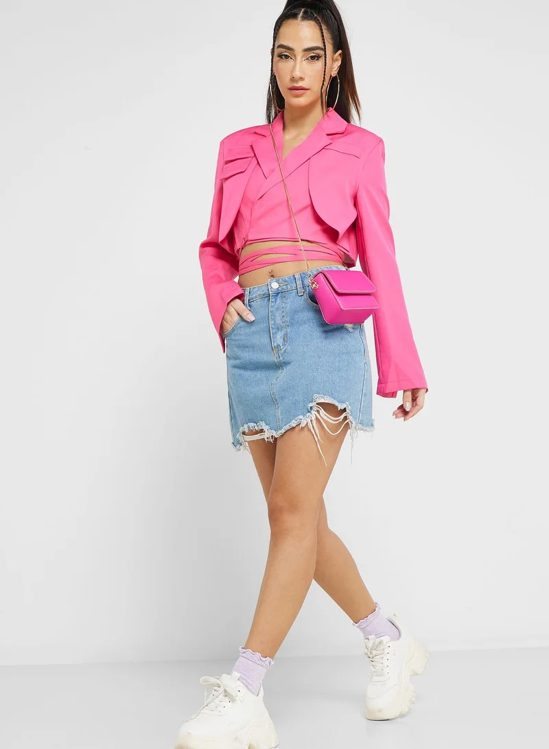 Ginger Urban Minx Cropped Blazer With Tie Detail