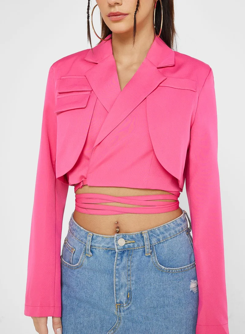 Ginger Urban Minx Cropped Blazer With Tie Detail