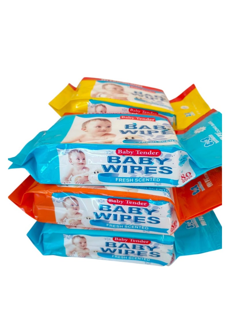 مجموعة مكونة من 6 مناديل مبللة للأطفال ناعمة ولطيفة للتنظيف، مثالية للبشرة الحساسة، 80 قطعة لكل منها (480) - Image 2