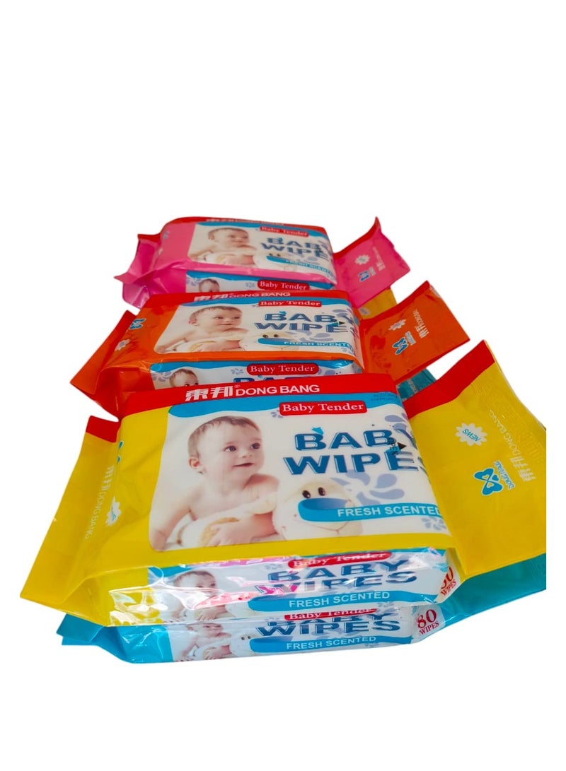 مجموعة مكونة من 6 مناديل مبللة للأطفال ناعمة ولطيفة للتنظيف، مثالية للبشرة الحساسة، 80 قطعة لكل منها (480) - Image 4