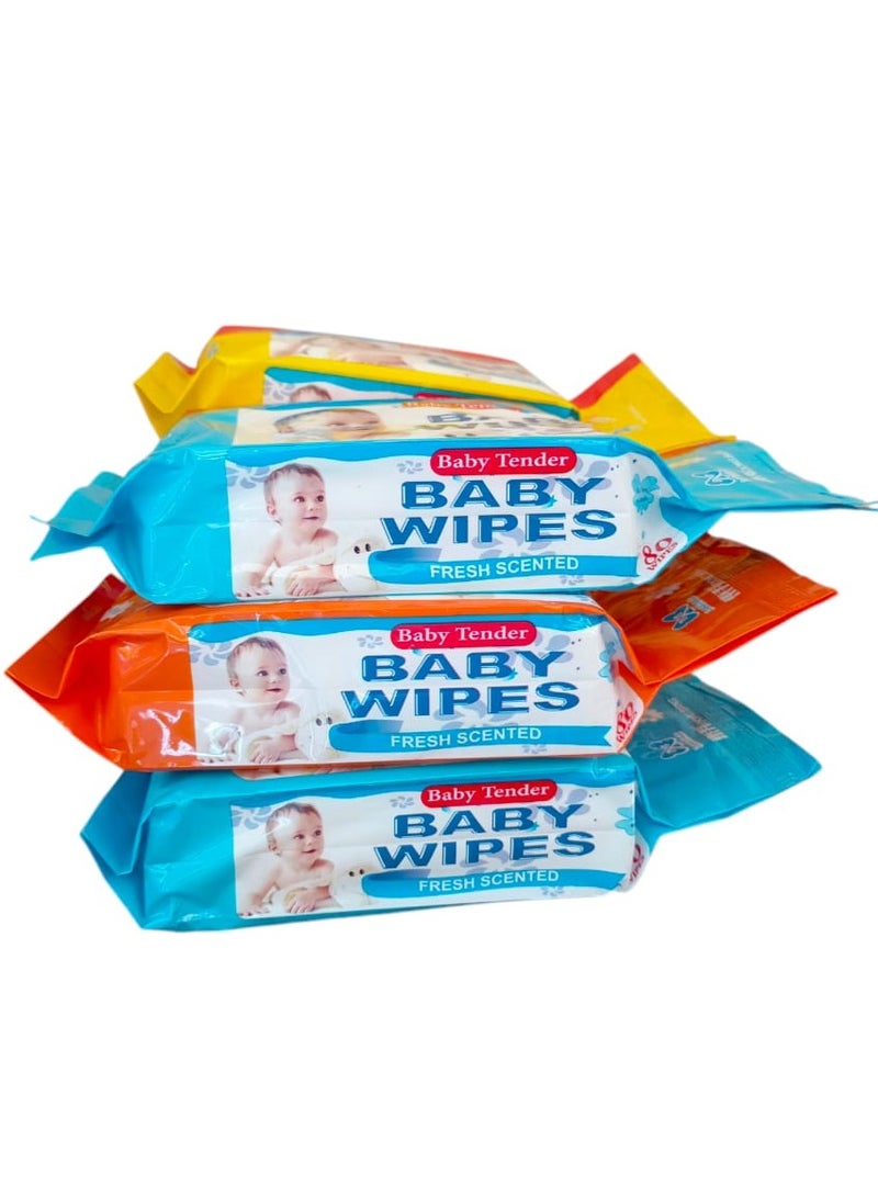 مجموعة مكونة من 6 مناديل مبللة للأطفال ناعمة ولطيفة للتنظيف، مثالية للبشرة الحساسة، 80 قطعة لكل منها (480) - Image 5