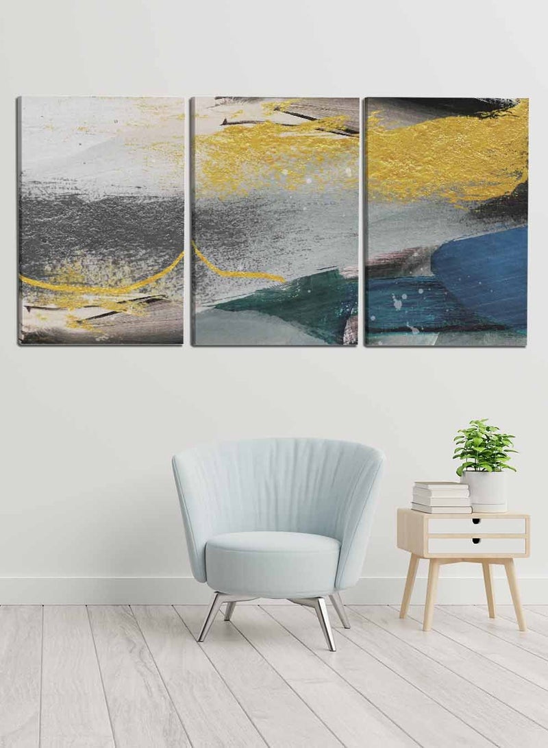 LOWHA Set Of 3 Framed Canvas Wall Arts Stretched Over Wooden Frame, Abstract Murals Paintings, For Home, Living Room, Office Decor - Image 1