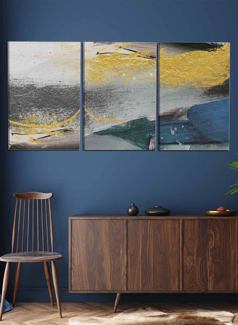 LOWHA Set Of 3 Framed Canvas Wall Arts Stretched Over Wooden Frame, Abstract Murals Paintings, For Home, Living Room, Office Decor - Image 2