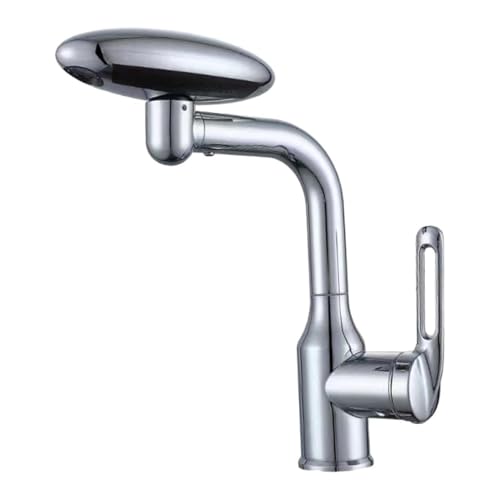 Kruvad Multifunctional Basin Faucet 360° Swivel Stainless Steel Bathroom Sink Waterfall Bathroom Hot & Cold Mixer Tap Pull Out Dual Flow Stream 4 Different Water Connector Tap Faucet - Image 1
