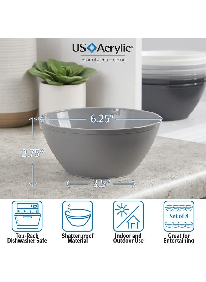 US Acrylic أوعية حبوب بلاستيكية أكريليك أمريكية غير قابلة للكسر سعة 28 أونصة للوجبات الخفيفة والآيس كريم بألوان رمادية (طقم من 8) قابلة لإعادة الاستخدام بحجم 6 بوصات، خالية من BPA، مصنوعة في الولايات المتحدة، آمنة في غسالة الصحون - Image 3