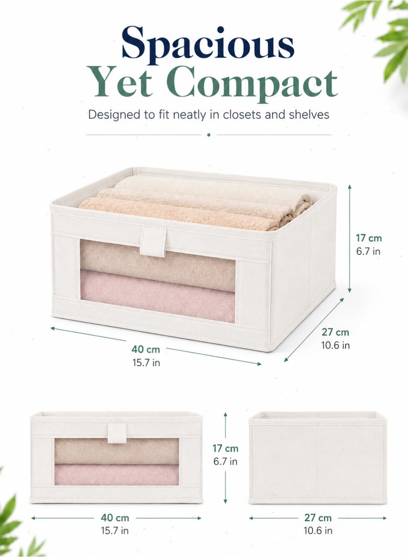 Yoawllty Wardrobe Clothes Organizer, 4 Packs Foldable Visible Drawer Closet Organizers with Mesh Window and Handle, Washable Drawer Box for Clothing, T-Shirt, Pants, Toys & Books - Image 2