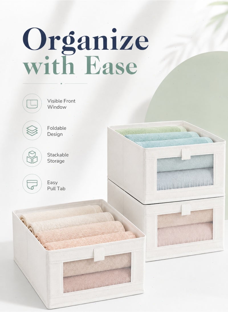 Yoawllty Wardrobe Clothes Organizer, 4 Packs Foldable Visible Drawer Closet Organizers with Mesh Window and Handle, Washable Drawer Box for Clothing, T-Shirt, Pants, Toys & Books - Image 3