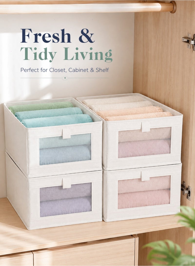 Yoawllty Wardrobe Clothes Organizer, 4 Packs Foldable Visible Drawer Closet Organizers with Mesh Window and Handle, Washable Drawer Box for Clothing, T-Shirt, Pants, Toys & Books - Image 4