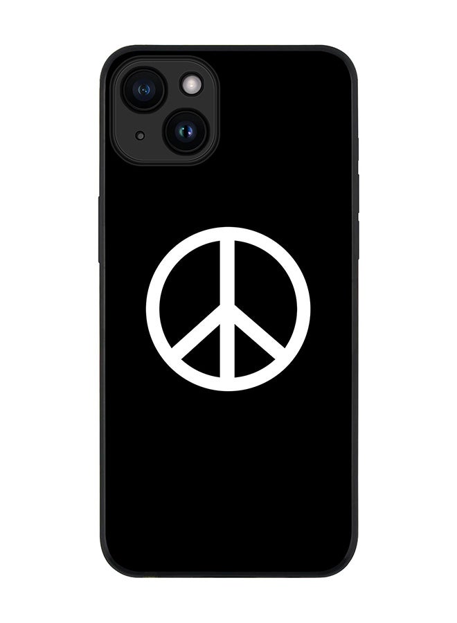 Stylizedd Cover for iPhone 15 Plus Case Rugged Black Slim fit Soft Flexible Anti Drop TPU Gel Thin Protective Phone Cases - Peace Sign - Image 1