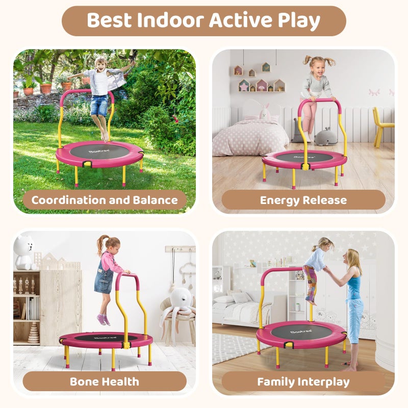 Baotree 36 Inch Mini Trampoline for Kids, Indoor Outdoor Trampoline with Foam Handle, Max. Load 220 lb, Exercise Rebounder for Toddlers, Birthday Gift for 1-6 Years Children, Boys Girls for Fun - Image 4