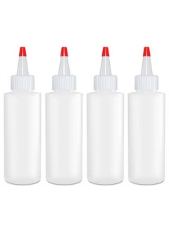 BRIGHTFROM Condiment Squeeze Bottles, 4 Oz Empty Squirt Bottle, Red Top Cap, Leak Proof - For Ketchup, Mustard, Syrup, Sauces, Dressing, Oil, Arts & Crafts, Bpa Free Plastic - 4 Pack  - Image 1