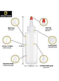 BRIGHTFROM Condiment Squeeze Bottles, 4 Oz Empty Squirt Bottle, Red Top Cap, Leak Proof - For Ketchup, Mustard, Syrup, Sauces, Dressing, Oil, Arts & Crafts, Bpa Free Plastic - 4 Pack  - Image 2