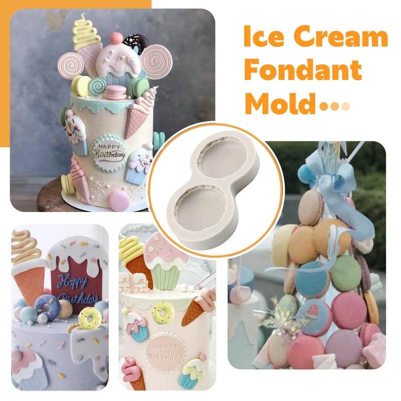 Sijiangmold Ice Cream Donut Silicone Molds Macaron Fondant Molds For Cupcake Topper Cake Decorating Chocolate Candy Polymer Clay Gum Paste Set Of 4 - Image 4