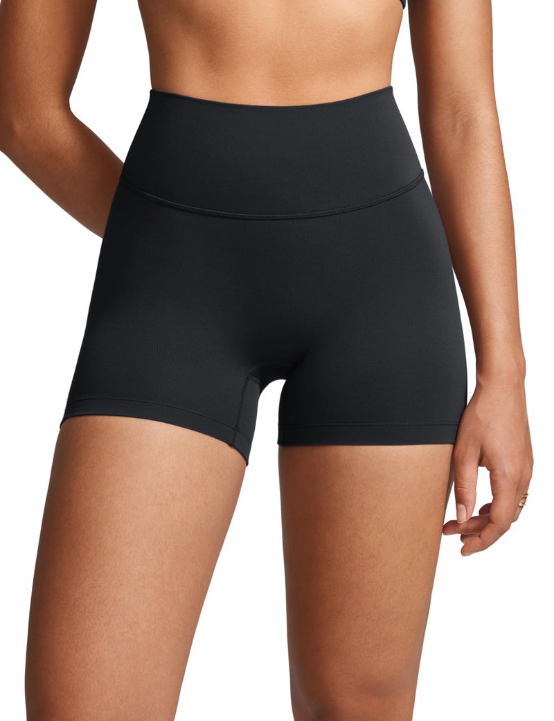 INGIA Womens High Waist No Front Seam Biker Shorts 4 Inches Running Volleyball Spandex Yoga Gym Workouts Black Small - Image 1