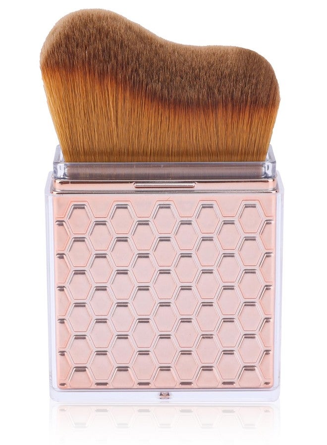 Gosknor Retractable Self Tanning Brush with Cover, Self Tanner Kabuki Bronzer Makeup Applicator for Blending Tan Liquid Foundation Sunscreens Body Face Leg Arm (Rose Gold) - Image 1