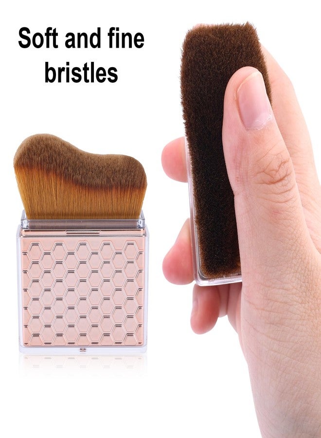 Gosknor Retractable Self Tanning Brush with Cover, Self Tanner Kabuki Bronzer Makeup Applicator for Blending Tan Liquid Foundation Sunscreens Body Face Leg Arm (Rose Gold) - Image 3