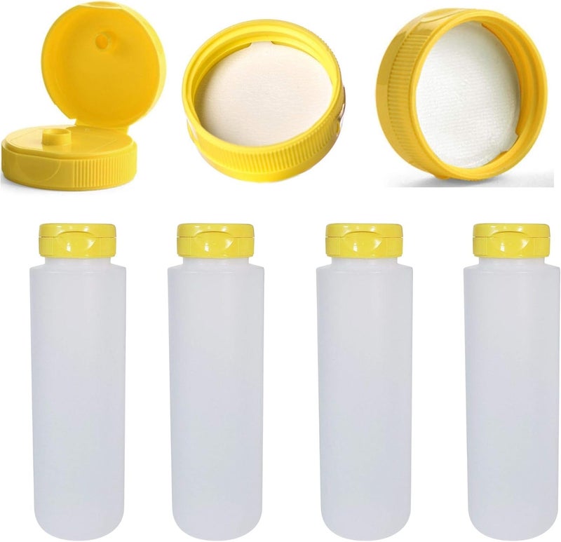Kelkaa Yellow Flip Top Caps, 38mm Neck, 400 Thread, 0.25" Orifice, Reusable, Food Safe, Pack of 12, Ideal for Kitchen, Craft/DIY, Made in USA - Image 5