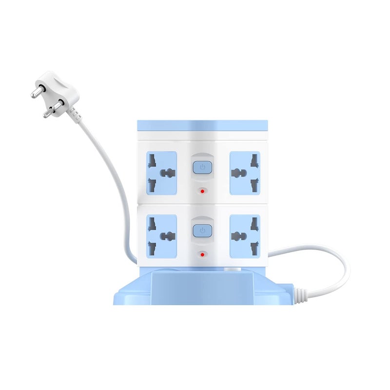 Portronics Power Plate 9 with 3 USB Ports 8 Power Sockets Power Converter 2500W Power Output 21A USB Charging Port 3M Cord LengthBlue - Image 1