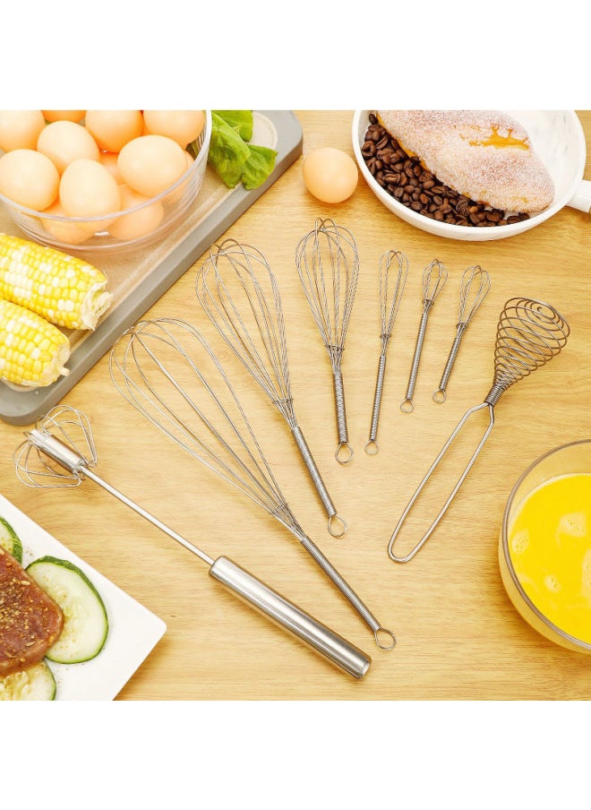 Generic - A Generation Of Stainless Steel Manual Egg Beater Household Semi-automatic Hand-held Milk Foam Spring Mixing Baking Tool-Color:8 Inches 21cm (silver) - Image 1