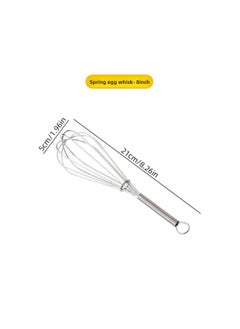 A Generation Of Stainless Steel Manual Egg Beater Household Semi-automatic Hand-held Milk Foam Spring Mixing Baking Tool-Color:8 Inches 21cm (silver)