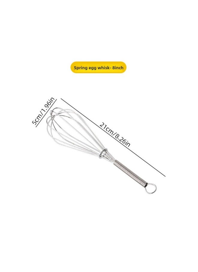 Generic - A Generation Of Stainless Steel Manual Egg Beater Household Semi-automatic Hand-held Milk Foam Spring Mixing Baking Tool-Color:8 Inches 21cm (silver) - Image 1