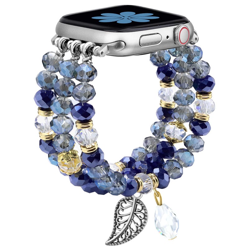 Newlibery Bracelet Beaded Bands for Women Compatible with Apple Watch 38mm 40mm 41mm 42mmS1110 Fashion Handmade Boho Elastic Stretch Crystal Strap for iWatch Series 1110987654321SE - Image 2