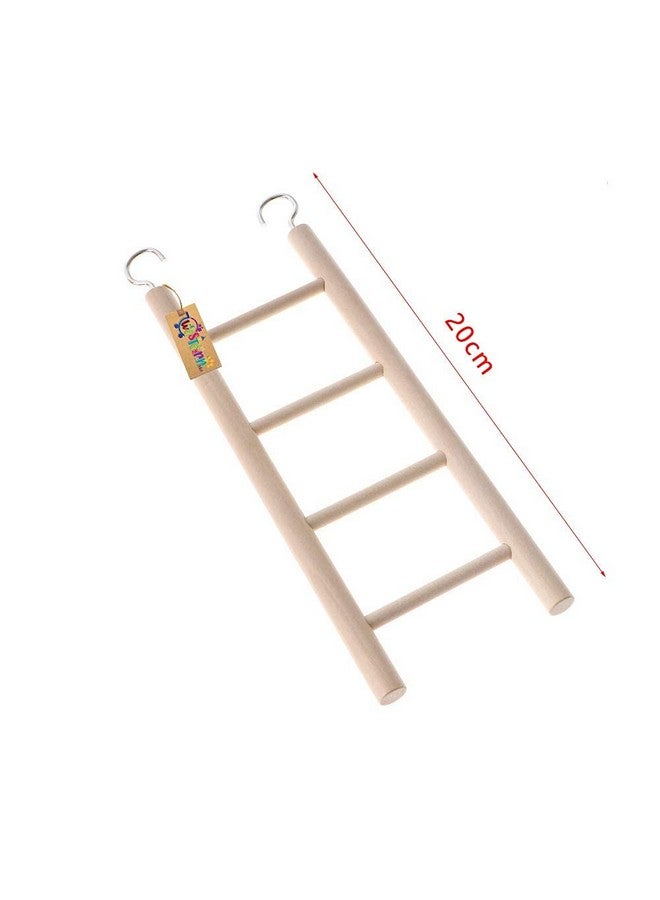 ويستيرن إرا لعبة سلم خشبي طبيعي مكون من 4 درجات للتدريب، مع خطافات، مصممة للطيور والببغاوات والبادجي والطيور الصغيرة والمتوسطة والكبيرة الأخرى - 22 سم - Image 2