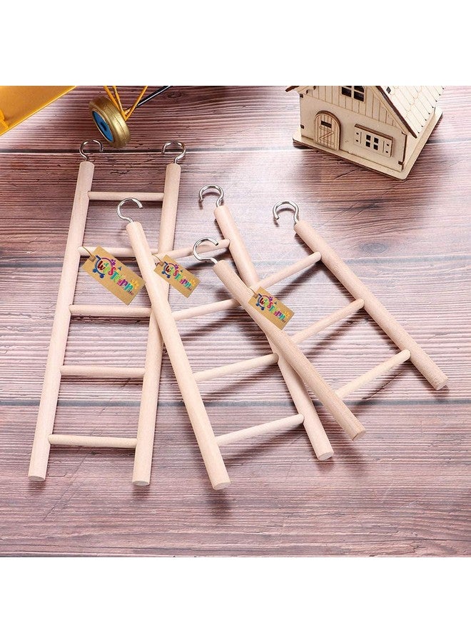 ويستيرن إرا لعبة سلم خشبي طبيعي مكون من 4 درجات للتدريب، مع خطافات، مصممة للطيور والببغاوات والبادجي والطيور الصغيرة والمتوسطة والكبيرة الأخرى - 22 سم - Image 5