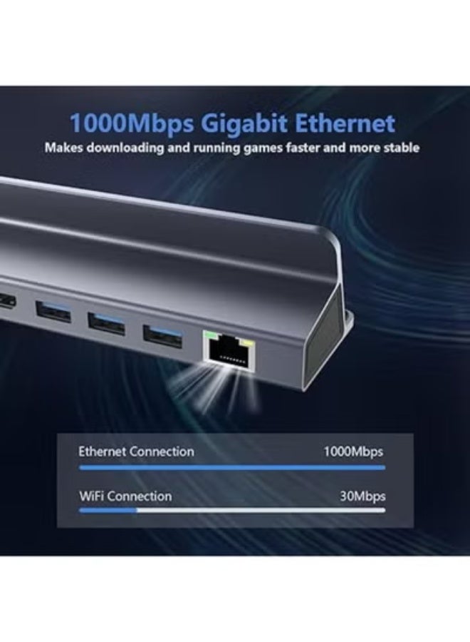 هوب USB-C 6 في 1 – تحويل USB-C إلى 4 منافذ USB وHDMI 4K وشحن سريع 100W ومنفذ إيثرنت - Image 3