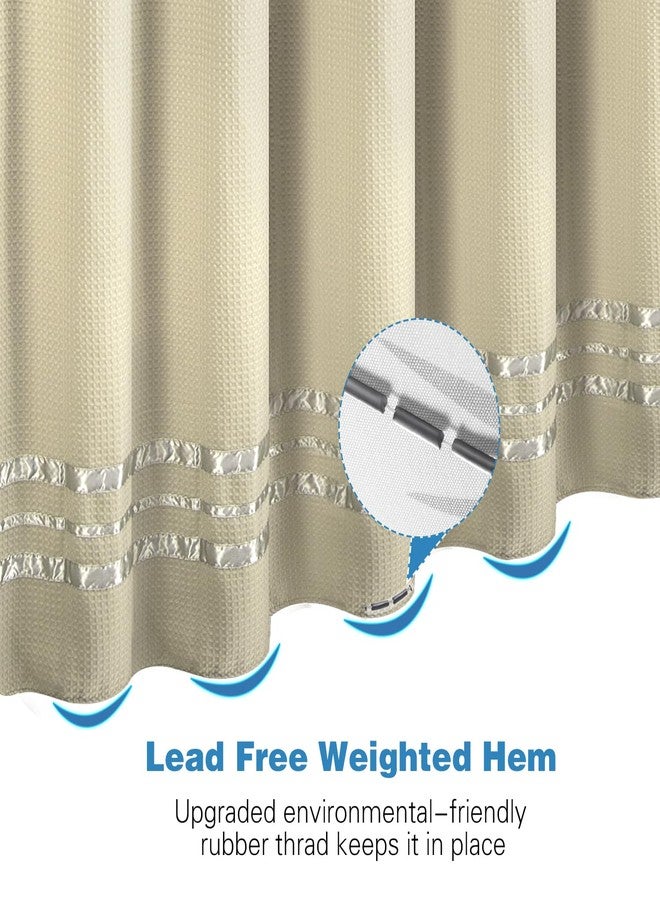 ARICHOMY Shower Curtain Set Waffle Weave Curtain 71 * 74 inch for Bathroom Waterproof (Light Taupe) - Image 4