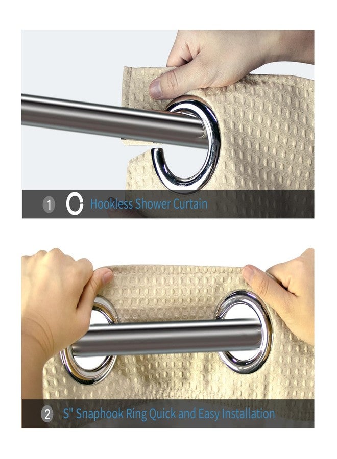 ARICHOMY Shower Curtain Set Waffle Weave Curtain 71 * 74 inch for Bathroom Waterproof (Light Taupe) - Image 2