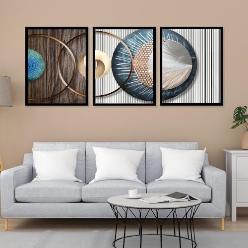DEKORSTATION Set of 3 Modern Art Wall Decor Paintings with Frame for Home Decoration Painting for Living Room Bedroom Office Wall Décor DS42 (12 x 16 Inch) - Image 3