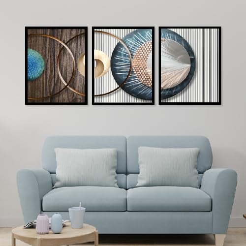 DEKORSTATION Set of 3 Modern Art Wall Decor Paintings with Frame for Home Decoration Painting for Living Room Bedroom Office Wall Décor DS42 (12 x 16 Inch) - Image 1