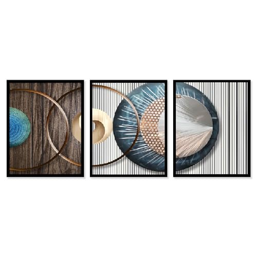 DEKORSTATION Set of 3 Modern Art Wall Decor Paintings with Frame for Home Decoration Painting for Living Room Bedroom Office Wall Décor DS42 (12 x 16 Inch) - Image 2