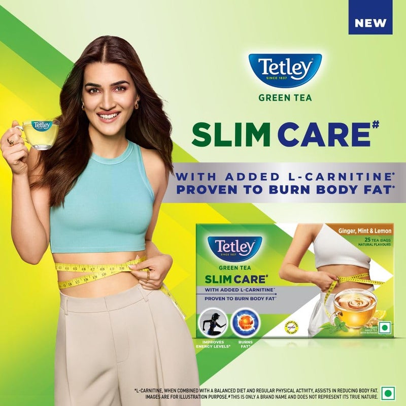 Tetley شاي تيتلي الأخضر سليم كير، مع إضافة إل-كارنيتين، يساعد على حرق الدهون، يعزز الطاقة، منخفض السعرات الحرارية، نكهات طبيعية لذيذة من الزنجبيل، النعناع والليمون، يصنع 25 كوبًا - Image 3