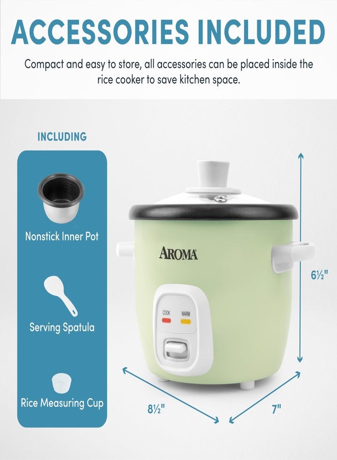 AROMA® Mini Rice Cooker, 2-Cup (Uncooked) / 4-Cup (Cooked), Grain Cooker, Soup Maker, Oatmeal Cooker, Auto Keep Warm, 1 Qt, Light Green - Image 3