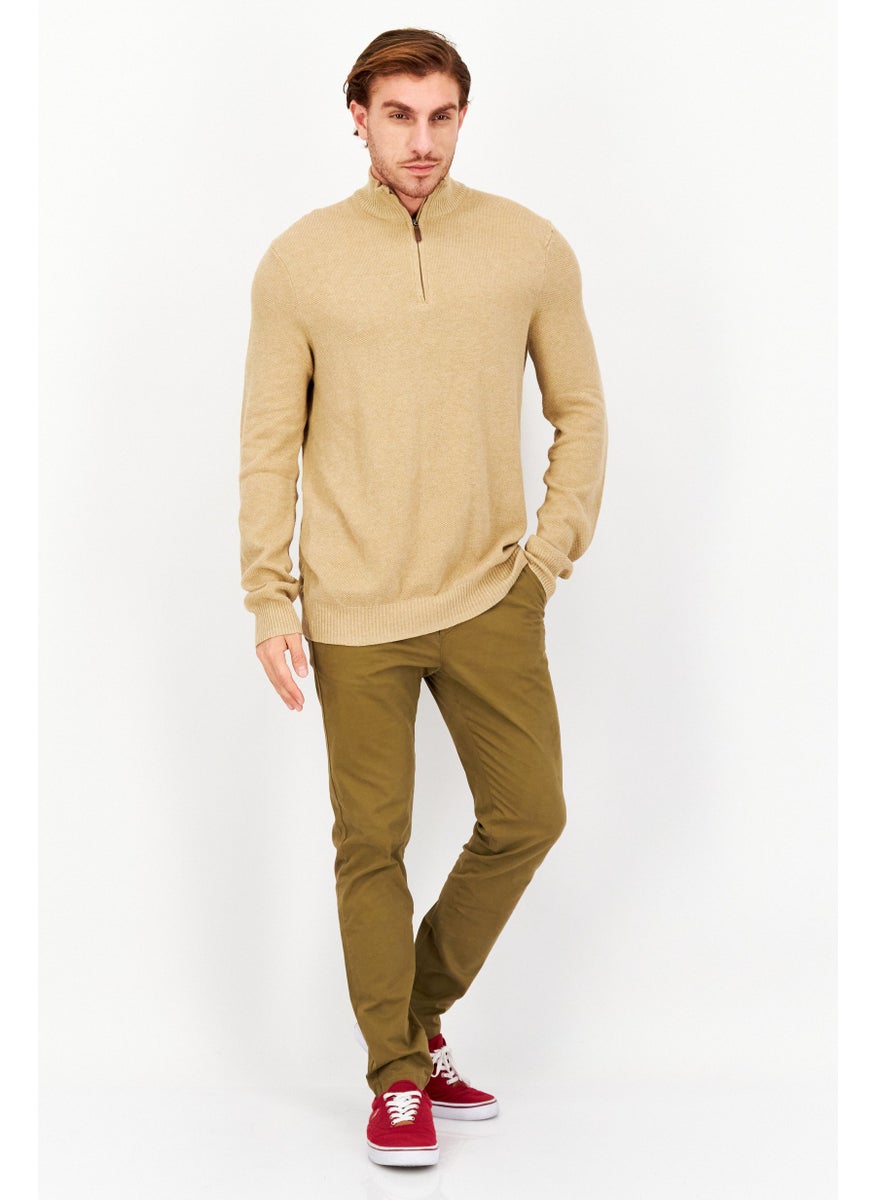 Club Room - Men Mock Neck Long Sleeves Textured Sweatshirt, Tan - Image 1