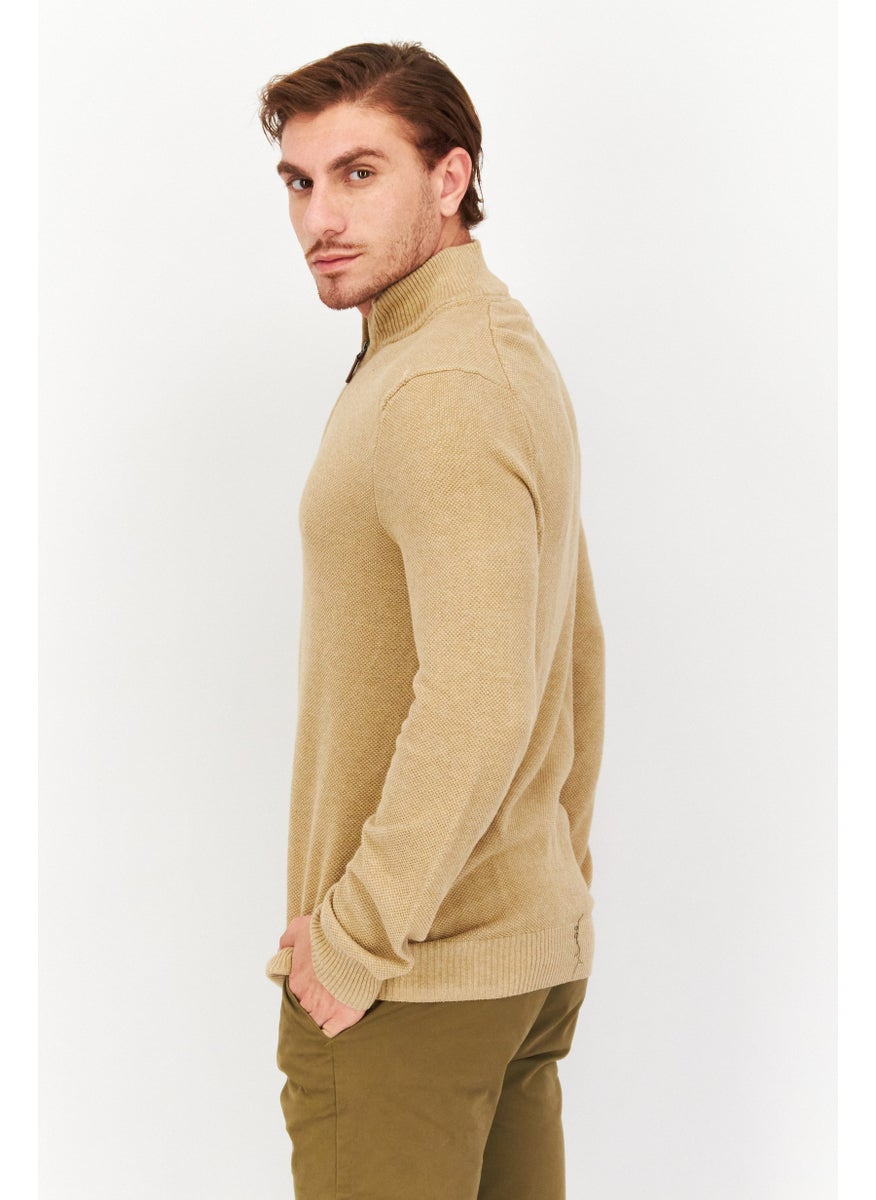 Club Room - Men Mock Neck Long Sleeves Textured Sweatshirt, Tan - Image 1