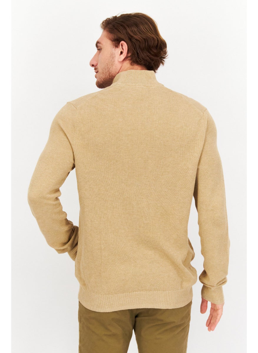 Club Room - Men Mock Neck Long Sleeves Textured Sweatshirt, Tan - Image 1
