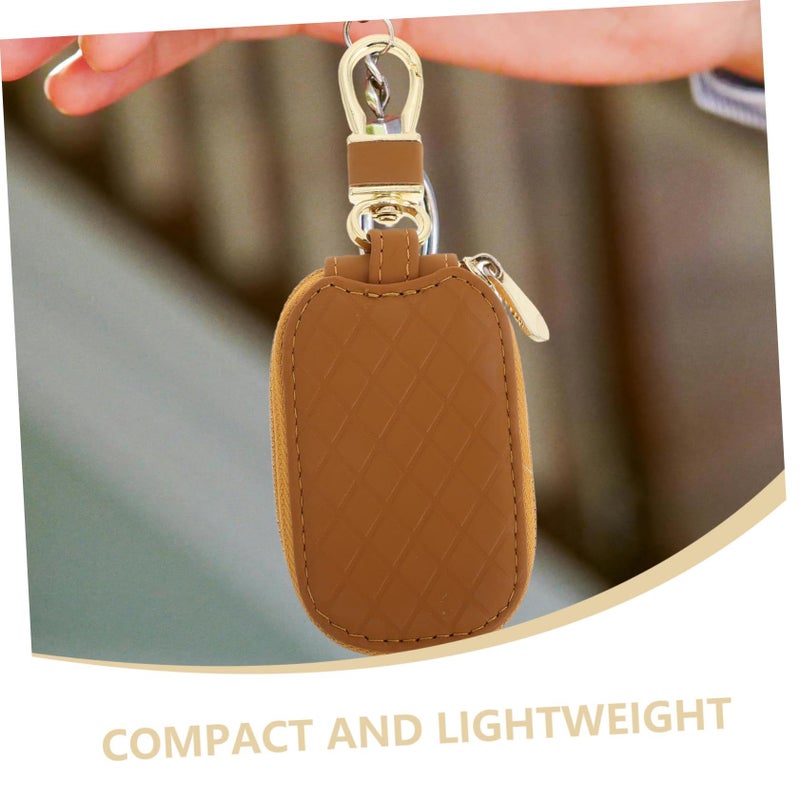 Leather Car Key Fob Case Universal Metal Key Cover Stylish Holder Pouch - Image 4
